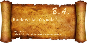 Berkovits Amadé névjegykártya